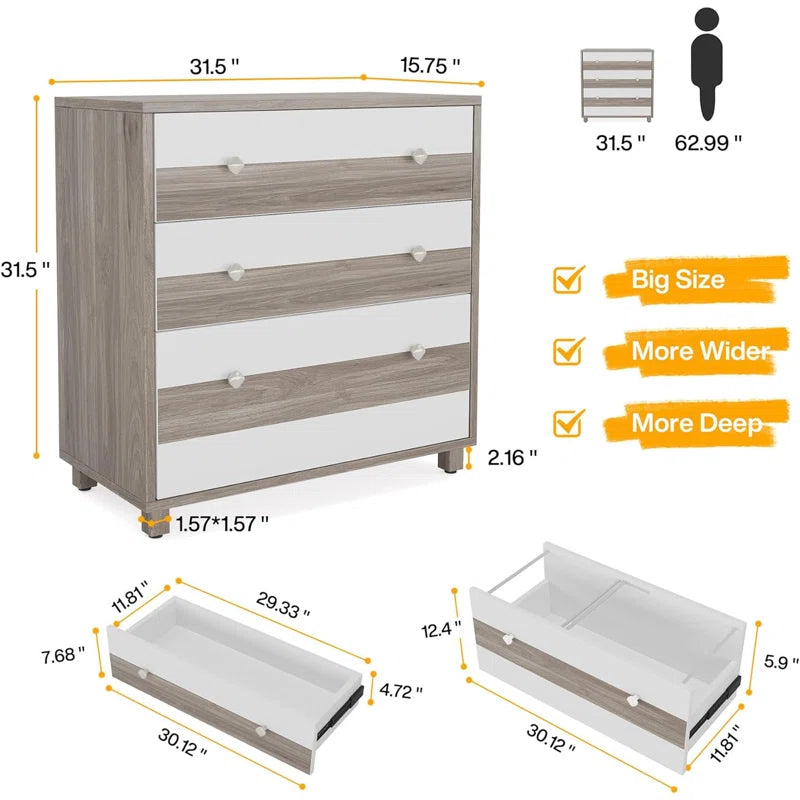 Archivador de 3 cajones de 31,5'' de ancho