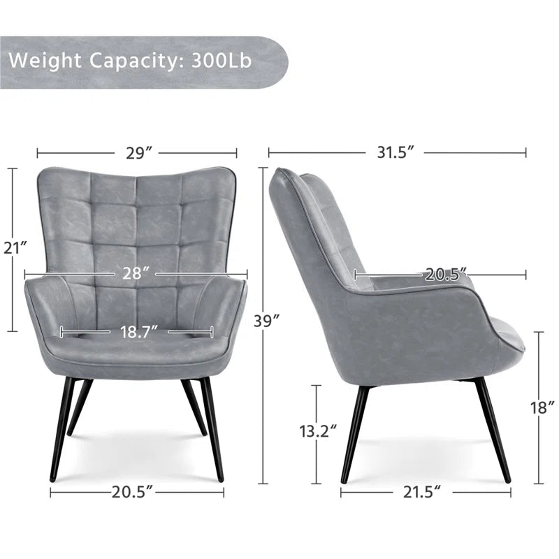 Silla Wingback Aichele de cuero vegano