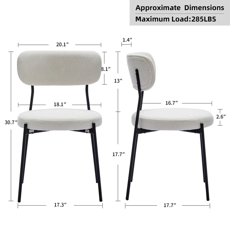 Silla auxiliar Jissele Boucle con respaldo macizo (juego de 2)