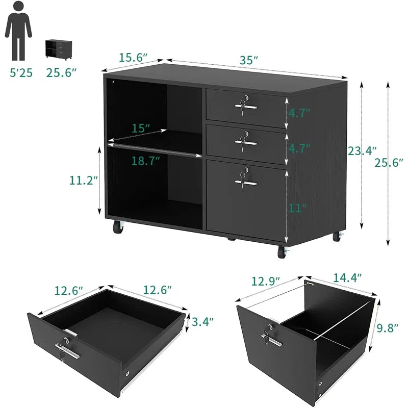 Archivador vertical móvil de 3 cajones Kewana