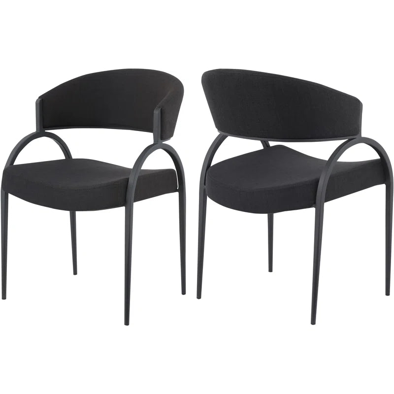 Silla de comedor Privet negra (Juego de 2)